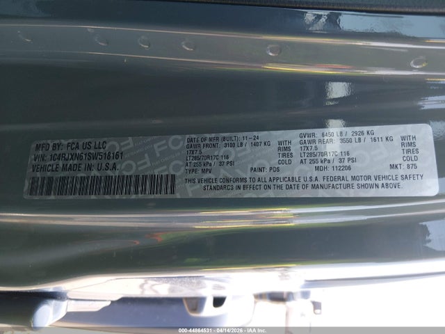 Продаж на аукціоні авто 2025 Jeep Wrangler 4xe Willys 4xe, vin: 1C4RJXN61SW518161, номер лоту: 44864531