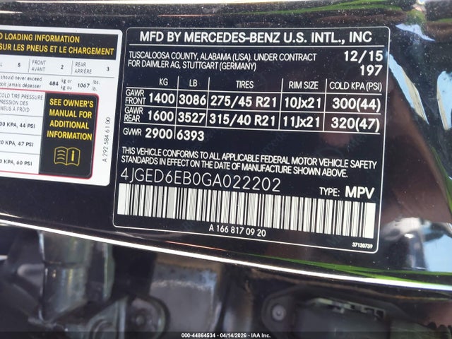 4JGED6EB0GA022202 Mercedes-Benz Gle 450 Amg Coupe 4matic