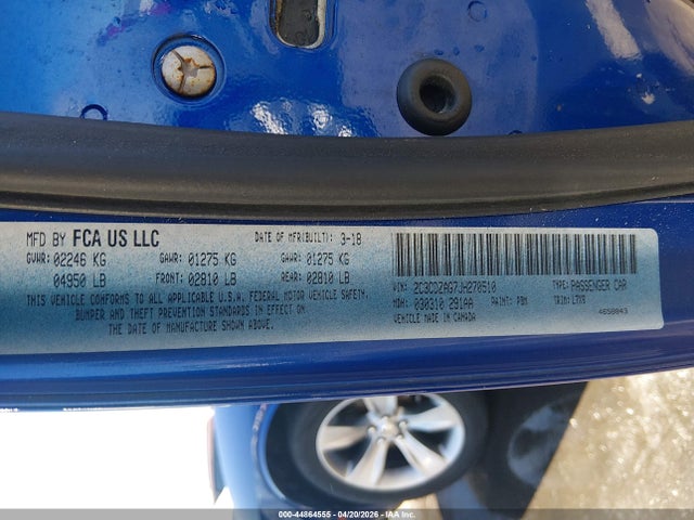 44864555 :رقم المزاد ، 2C3CDZAG7JH270510 vin ، 2018 Dodge Challenger Sxt مزاد بيع