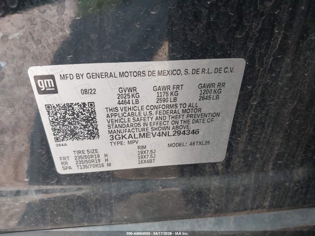Продажа на аукционе авто 2022 Gmc Terrain Fwd Sle, vin: 3GKALMEV4NL294346, номер лота: 44864580