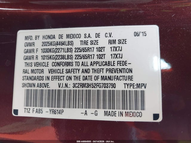 3CZRM3H52FG703790 Honda CR-V EX