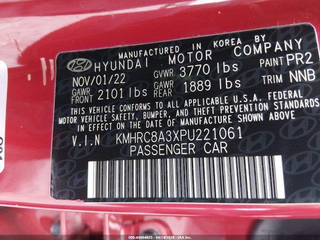 Aukcja sprzedaży 2023 Hyundai Venue Limited, vin: KMHRC8A3XPU221061, numer aukcji: 44864603