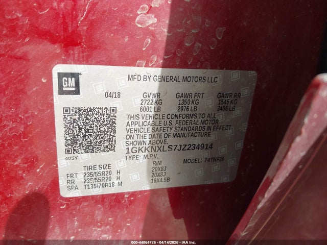 Продаж на аукціоні авто 2018 Gmc Acadia Denali, vin: 1GKKNXLS7JZ234914, номер лоту: 44864726
