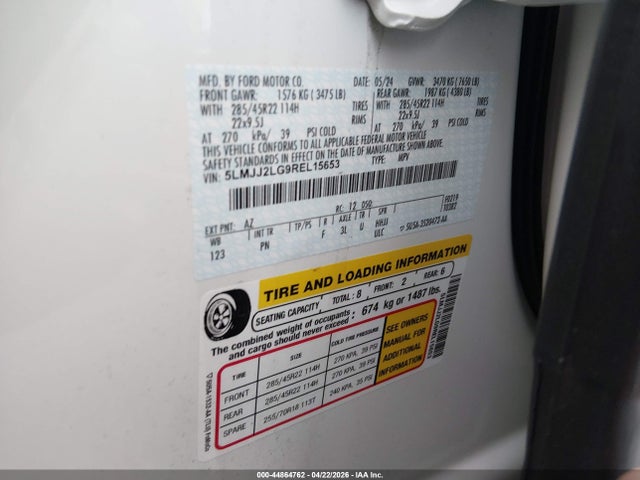 Продажа на аукционе авто 2024 Lincoln Navigator Reserve, vin: 5LMJJ2LG9REL15653, номер лота: 44864762