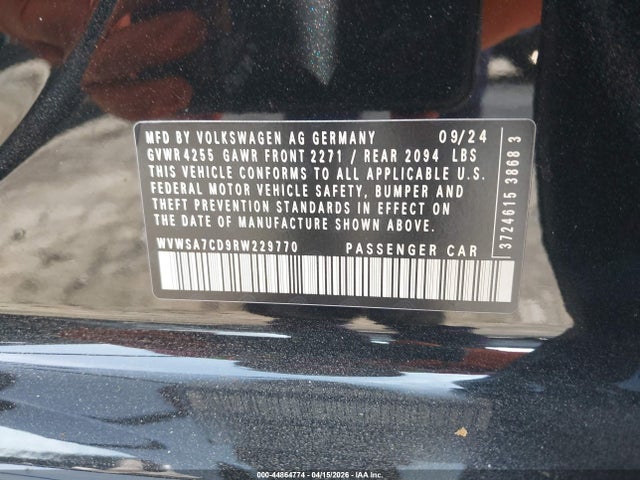 Продажа на аукционе авто 2024 Volkswagen Golf Gti 2.0t 380 Se, vin: WVWSA7CD9RW229770, номер лота: 44864774