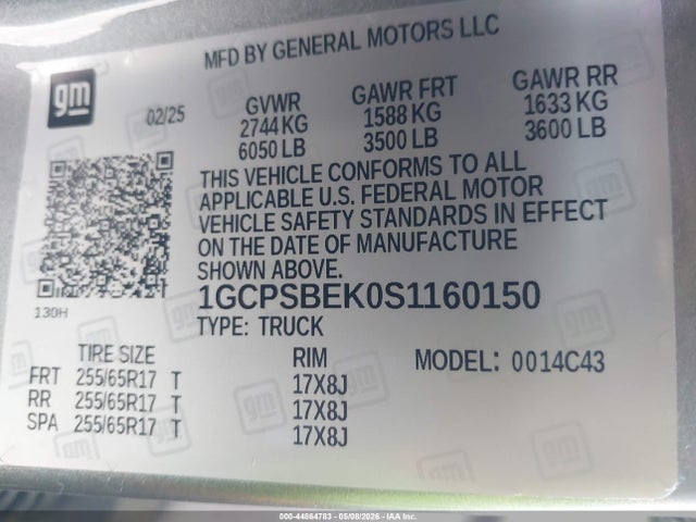 1GCPSBEK0S1160150 Chevrolet Colorado 2wd Wt