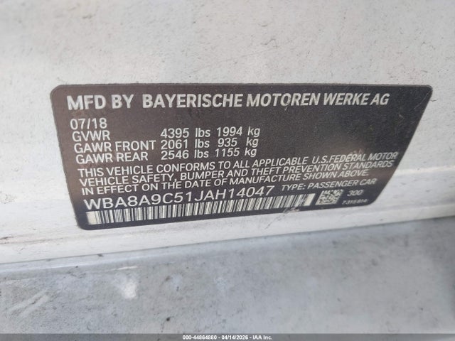 Продаж на аукціоні авто 2018 Bmw 320i, vin: WBA8A9C51JAH14047, номер лоту: 44864880