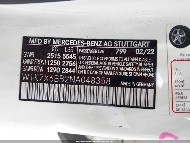 Продаж на аукціоні авто 2022 Mercedes-benz Amg Gt 53 4-door Coupe, vin: W1K7X6BB2NA048358, номер лоту: 44864890