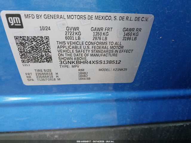 3GNKBHR4XSS138512 Chevrolet Blazer Awd 2lt