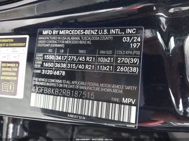 Продажа на аукционе авто 2024 Mercedes-benz Amg Gle 63 S 4matic+, vin: 4JGFB8KB2RB187515, номер лота: 44864951