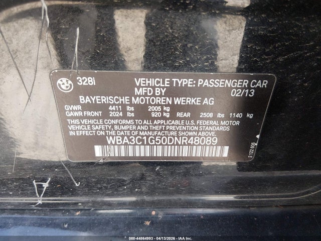 2013 BMW 328I WBA3C1G50DNR48089 Photo 8