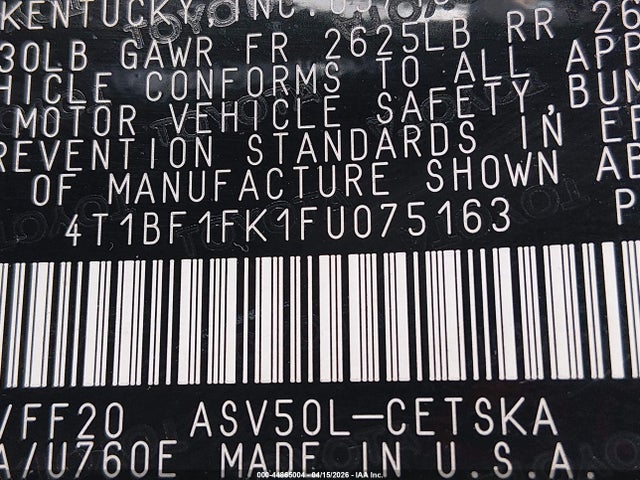 Toyota CAMRY SE 2015 4T1BF1FK1FU075163 Image 9