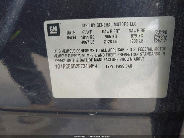 1G1PC5SB2E7348469 Chevrolet Cruze 1lt Auto