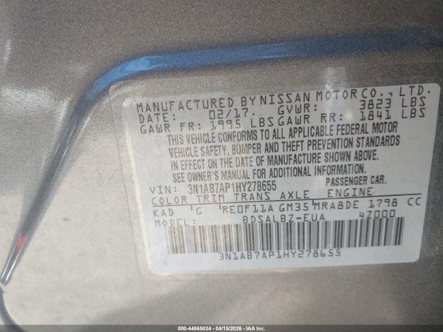 Nissan SENTRA S 2017 3N1AB7AP1HY278655 Image 9