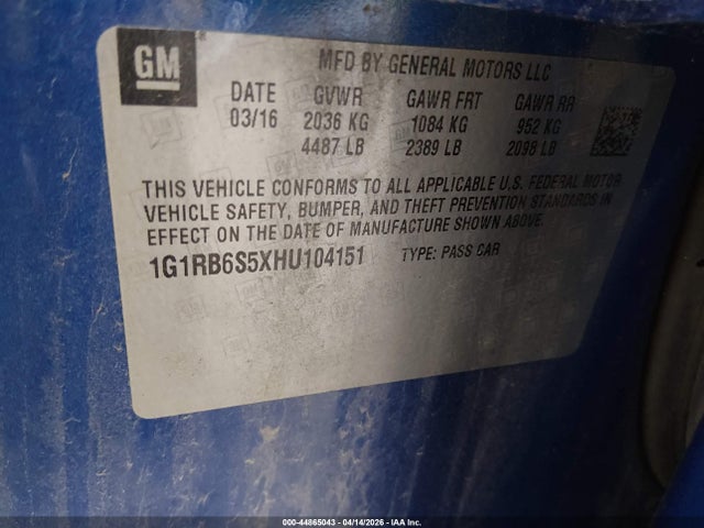 2017 CHEVROLET VOLT 1G1RB6S5XHU104151 Photo 8