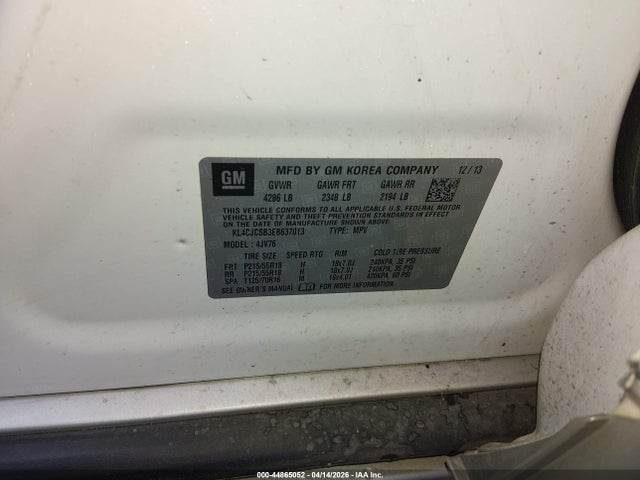 44865052 :رقم المزاد ، KL4CJCSB3EB637013 vin ، 2014 Buick Encore Leather مزاد بيع