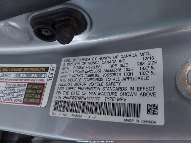 2HKRW2H92HH602272 Honda Cr-v Touring