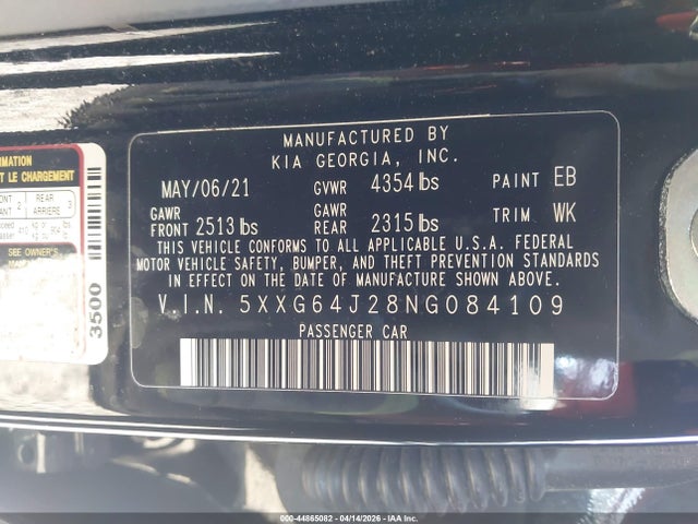 5XXG64J28NG084109 KIA K5 Gt-line