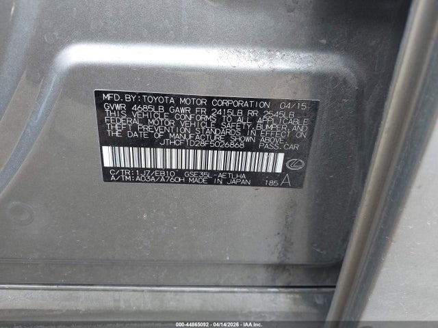 Продаж на аукціоні авто 2015 Lexus Is 250, vin: JTHCF1D28F5026868, номер лоту: 44865092