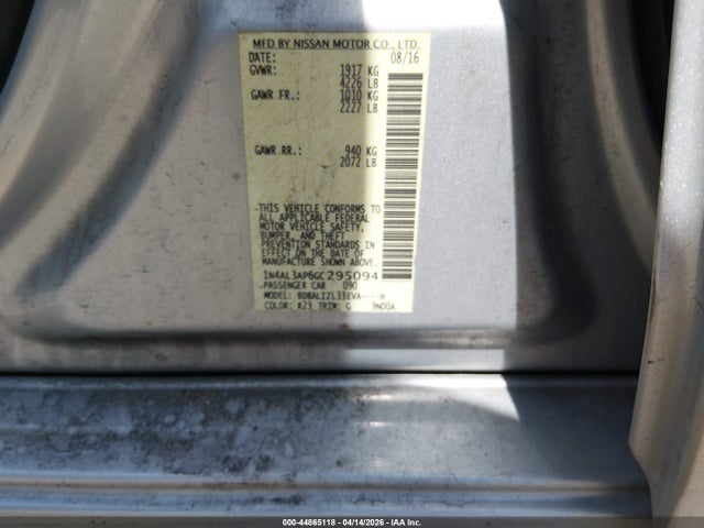 Aukcja sprzedaży 2016 Nissan Altima 2.5 Sv, vin: 1N4AL3AP6GC295094, numer aukcji: 44865118