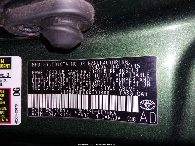 Toyota COROLLA LE 2016 2T1BURHE6GC530880 Image 9