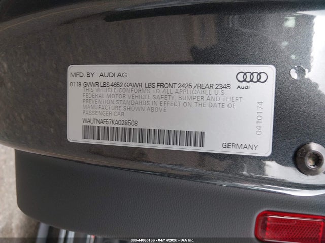 44865166 :رقم المزاد ، WAUTNAF57KA028508 vin ، 2019 Audi A5 45 Premium مزاد بيع