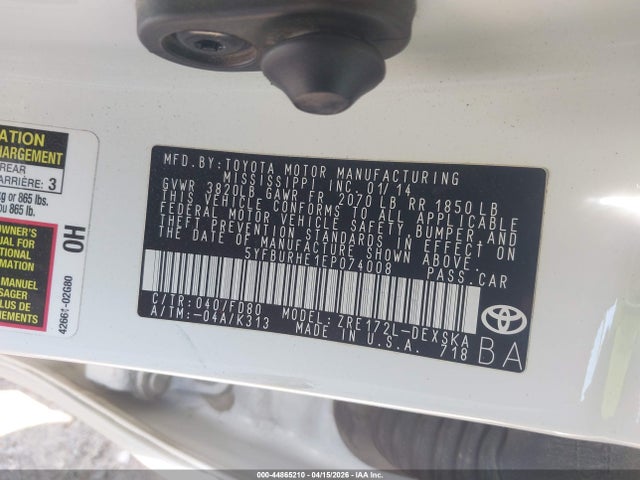 Toyota Corolla S Plus 2014 5YFBURHE1EP074008 Image 9