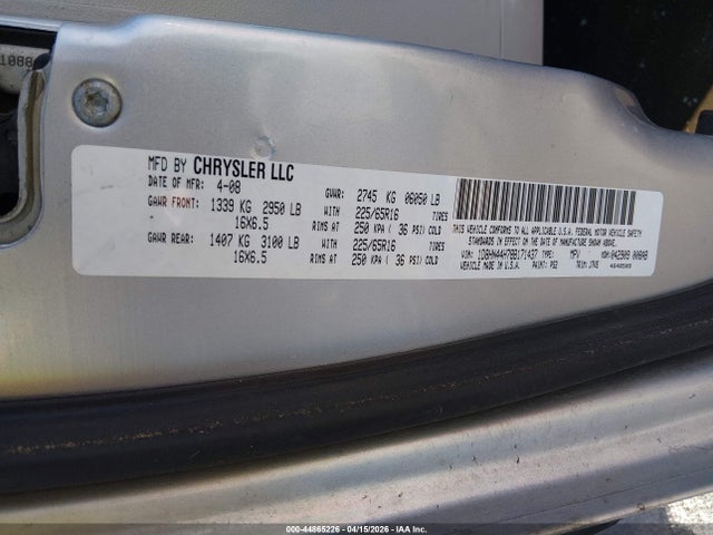 2008 Dodge Grand Caravan Se მანქანა იყიდება აუქციონზე, vin: 1D8HN44H78B171437, აუქციონის ნომერი: 44865226