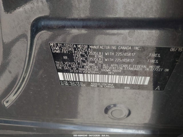 Toyota RAV4 LE 2015 2T3ZFREV6FW198442 Image 9
