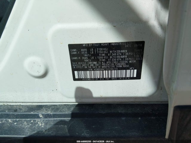 44865250 :رقم المزاد ، 4S4BSANC1H3266130 vin ، 2017 Subaru Outback 2.5i Limited مزاد بيع