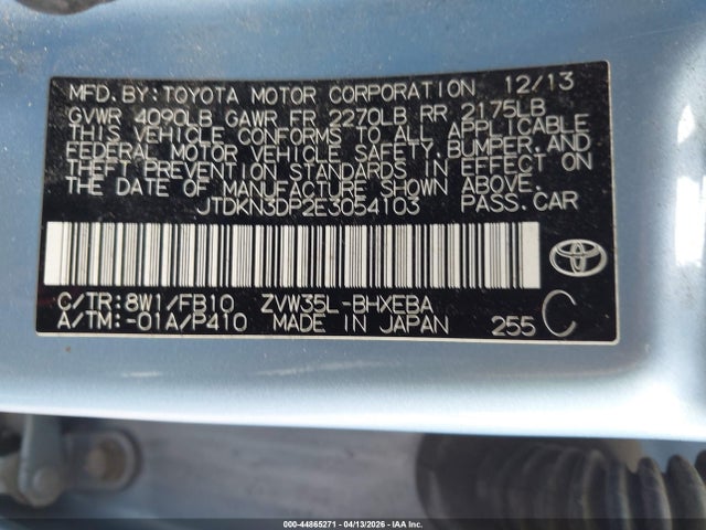 Toyota PRIUS PLUG-IN 2014 JTDKN3DP2E3054103 Image 9