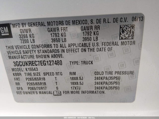 Chevrolet Silverado 1500 1lt 2014 3GCUKREC7EG127480 Image 9