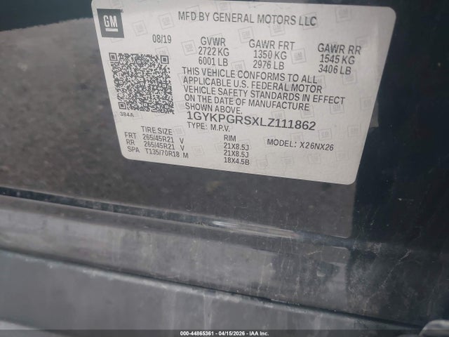 44865361 :رقم المزاد ، 1GYKPGRSXLZ111862 vin ، 2020 Cadillac Xt6 Awd Sport مزاد بيع