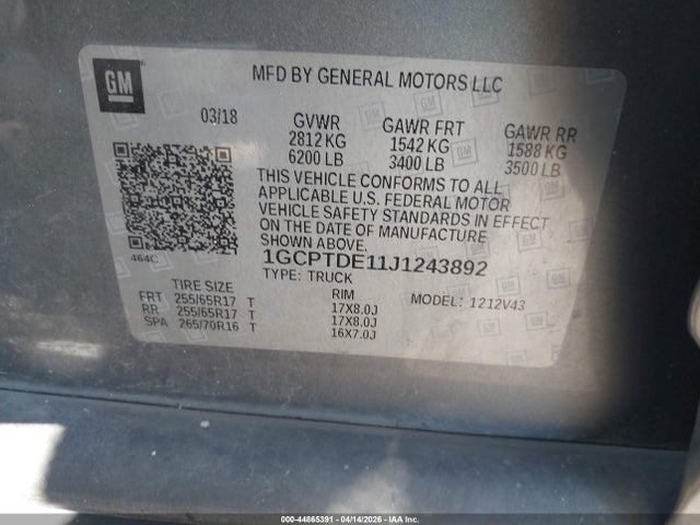 2018 CHEVROLET COLORADO 1GCPTDE11J1243892 Photo 8