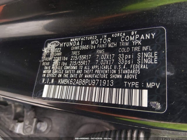 Aukcja sprzedaży 2023 Hyundai Kona Sel, vin: KM8K62AB8PU971913, numer aukcji: 44865462