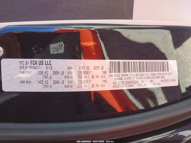 2019 Chrysler Pacifica Touring L მანქანა იყიდება აუქციონზე, vin: 2C4RC1BG9KR555245, აუქციონის ნომერი: 44865482