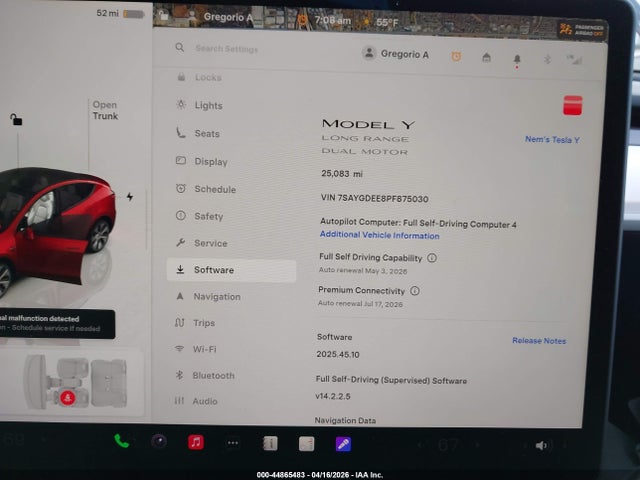 44865483 :رقم المزاد ، 7SAYGDEE8PF875030 vin ، 2023 Tesla Model Y Awd/long Range Dual Motor All-wheel Drive مزاد بيع