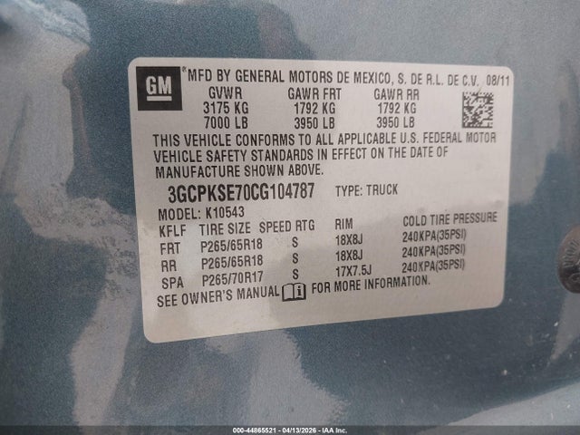 2012 CHEVROLET SILVERADO 1500 3GCPKSE70CG104787 Photo 8