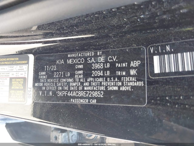 Aukcja sprzedaży 2024 Kia Forte Gt, vin: 3KPF44AC8RE729852, numer aukcji: 44865572