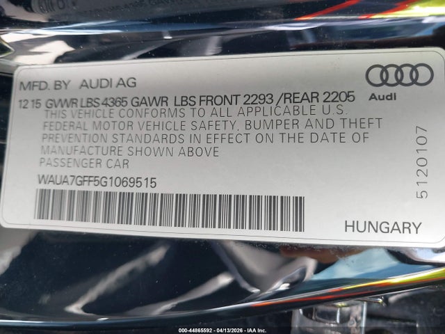 Продаж на аукціоні авто 2016 Audi A3 1.8t Premium, vin: WAUA7GFF5G1069515, номер лоту: 44865592