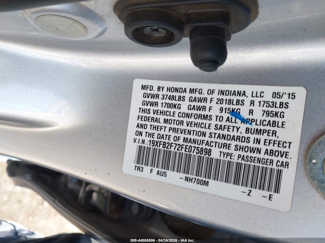 Honda CIVIC SE 2015 19XFB2F72FE075898 Image 9