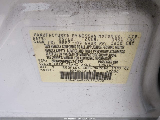2012 NISSAN SENTRA 3N1AB6AP6CL741972 Photo 8