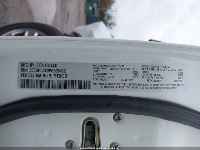 Aukcja sprzedaży 2023 Ram 2500 Tradesman  4x4 6'4 Box, vin: 3C6UR5CL0PG505432, numer aukcji: 44865617