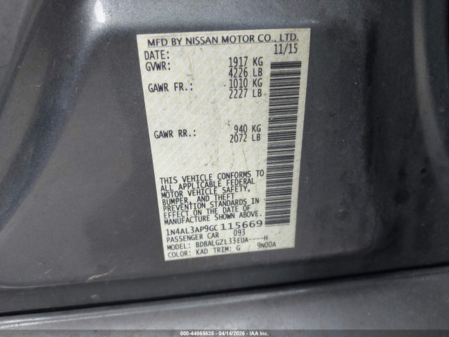 2016 NISSAN ALTIMA 1N4AL3AP9GC115669 Photo 8