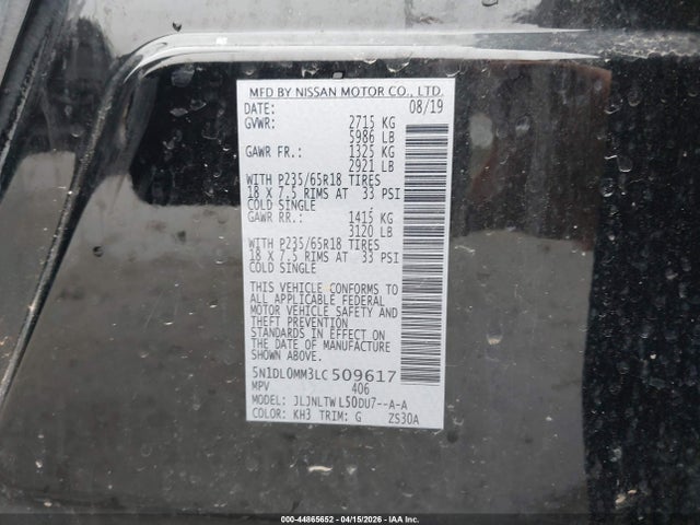 Продажа на аукционе авто 2020 Infiniti Qx60 Luxe Awd, vin: 5N1DL0MM3LC509617, номер лота: 44865652