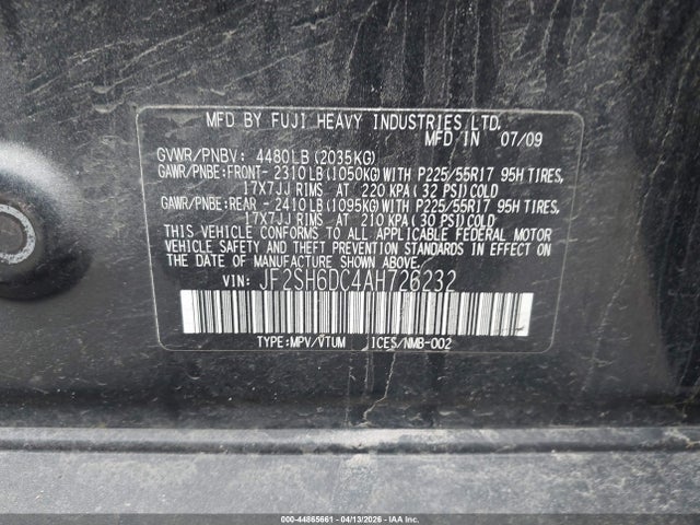 Aukcja sprzedaży 2010 Subaru Forester 2.5x Limited, vin: JF2SH6DC4AH726232, numer aukcji: 44865661