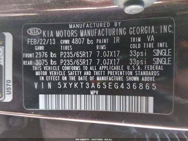 Aukcja sprzedaży 2014 Kia Sorento Lx, vin: 5XYKT3A65EG436865, numer aukcji: 44865791