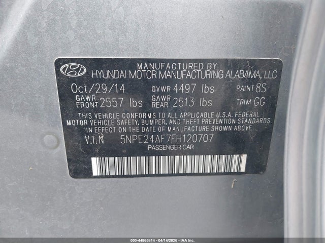 Hyundai SONATA SE 2015 5NPE24AF7FH120707 Image 9