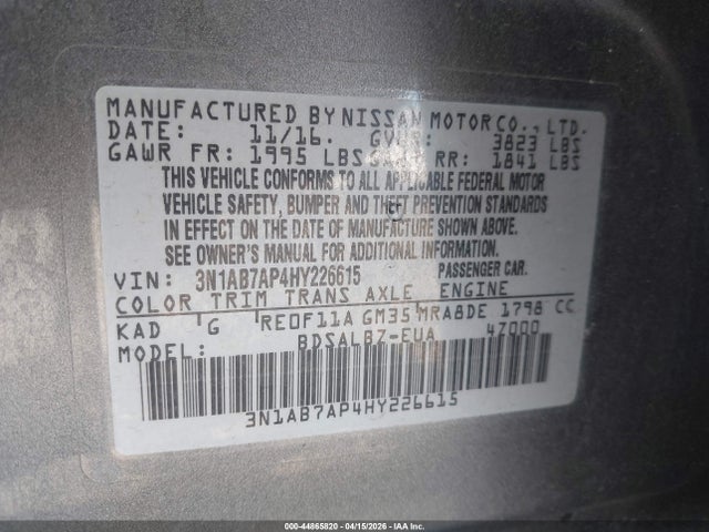 3N1AB7AP4HY226615 Nissan SENTRA S