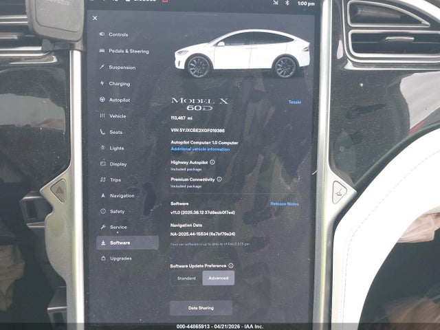 5YJXCBE2XGF019386 Tesla Model X 60d/70d/75d/90d/p100d